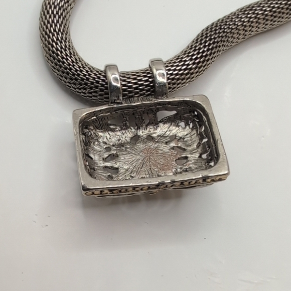 Ornate Silver Necklace with White Stone and Multi-Strand Chain - Picture 5 of 5